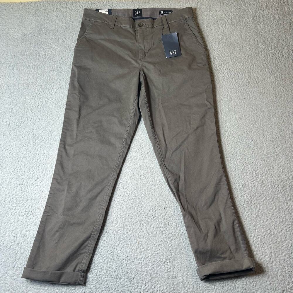 Gap Pants Womens 6 Gray Relaxed Girlfriend Twill Cropped Pants Casual Career NEW